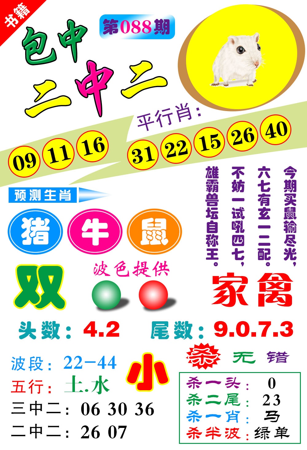 088期澳门预测生肖[图]
